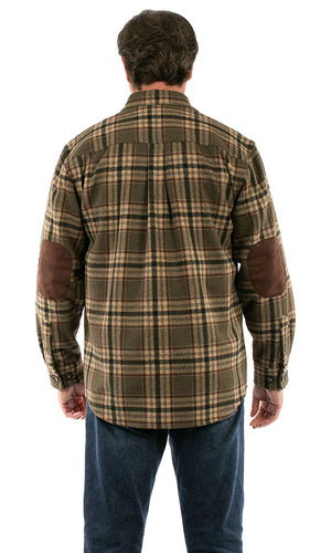 Scully Men's Farthest Point Wool Flannel Plaid Shirt Olive Back