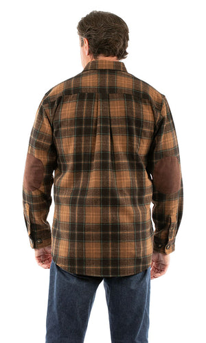 Scully Men's Farthest Point Wool Flannel Shirt Brown Back
