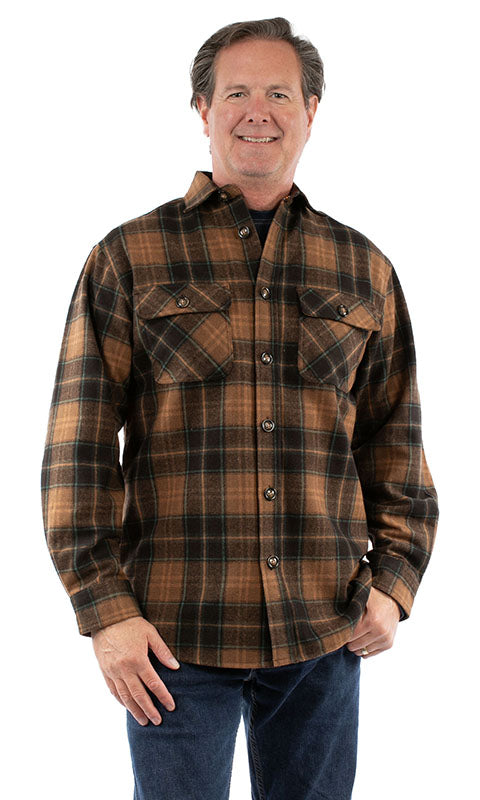 Scully Men's Farthest Point Wool Flannel Shirt Brown Front