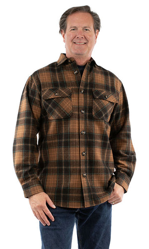 Scully Men's Farthest Point Wool Flannel Shirt Brown Front