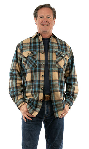 Scully Men's Farthest Point Wool Flannel Shirt Tan Front
