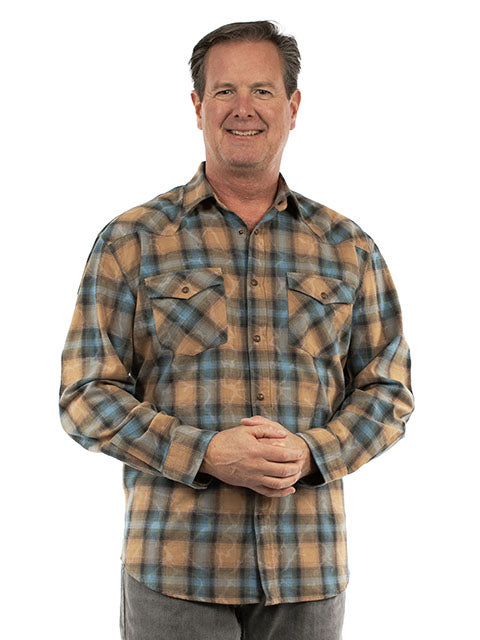 Farthest Point Men's Plaid Shirt Cafe Blue Front