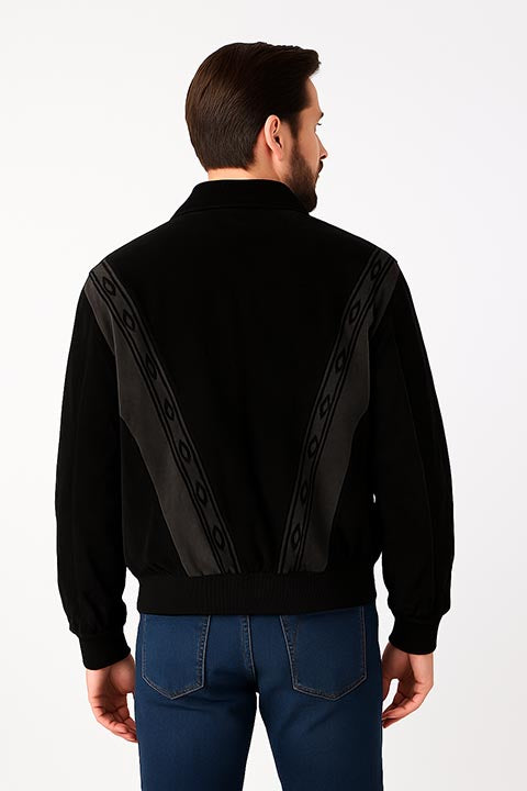 Scully Men's Two Tone Boar Suede Zip Front Jacket Black / Grey Back