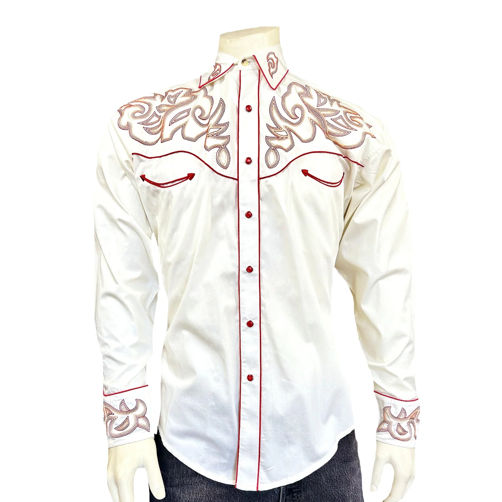 Rockmount Men's Vintage Inspired Boot Top Shirt Ivory Front