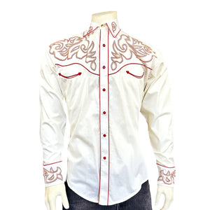Rockmount Men's Vintage Inspired Boot Top Shirt Ivory Front