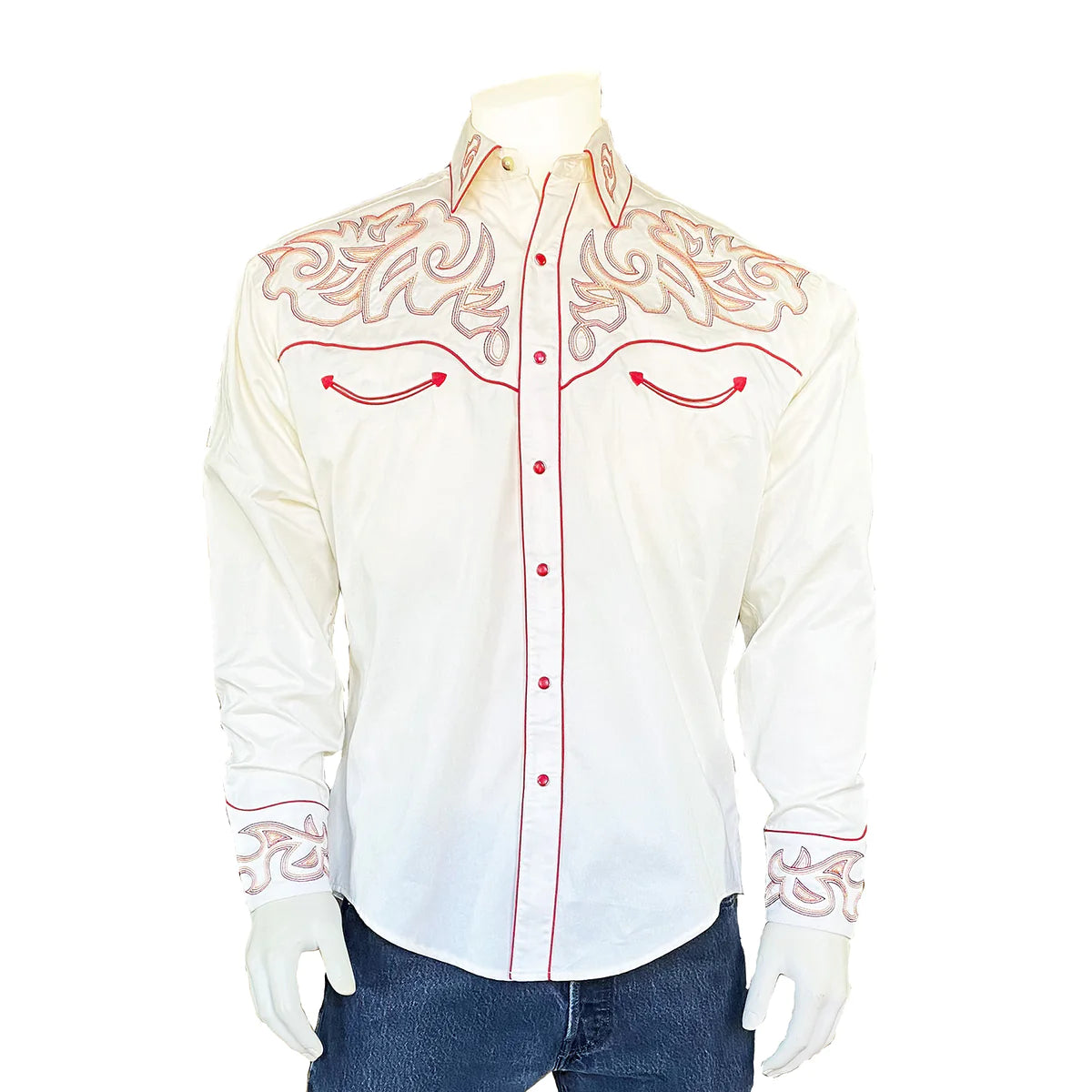 Rockmount Men's Vintage Inspired Boot Top Shirt Ivory Front