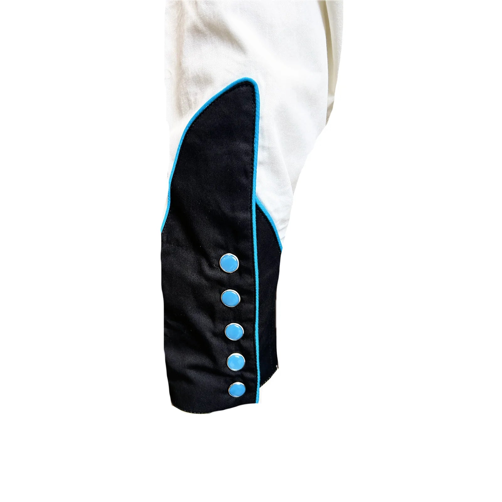 Ivory shirt with black embroidered collar and cuffs featuring cacti and stars. Cuff