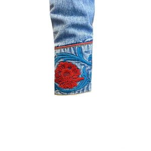 Rockmount Ranch Wear Men's Embroidered Roses on Denim Cuff