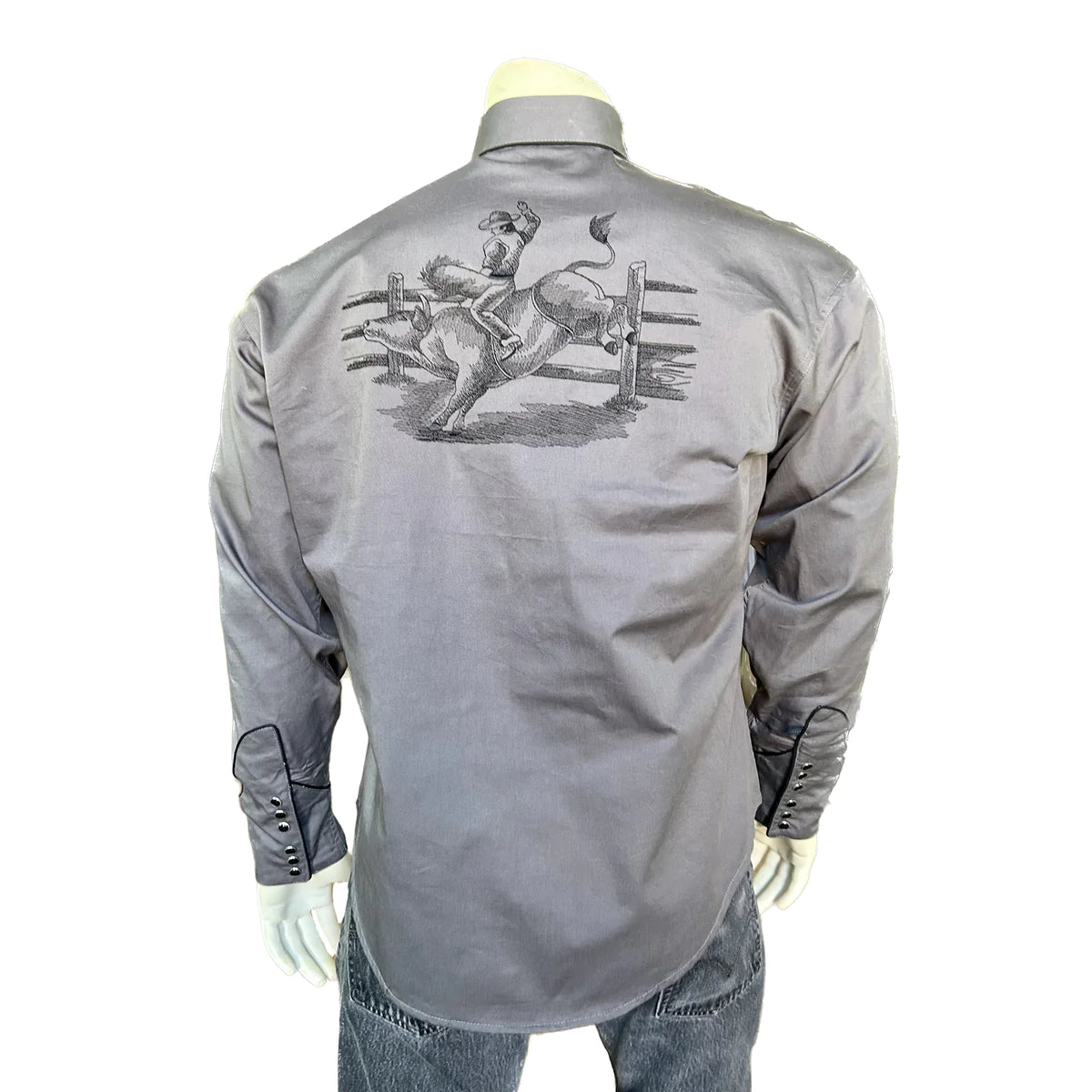 Rockmount Men's Bull Rider Shirt Back Grey