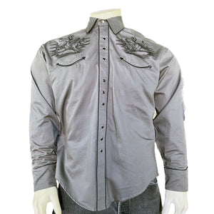 Rockmount Men's Bull Rider Shirt Front Grey