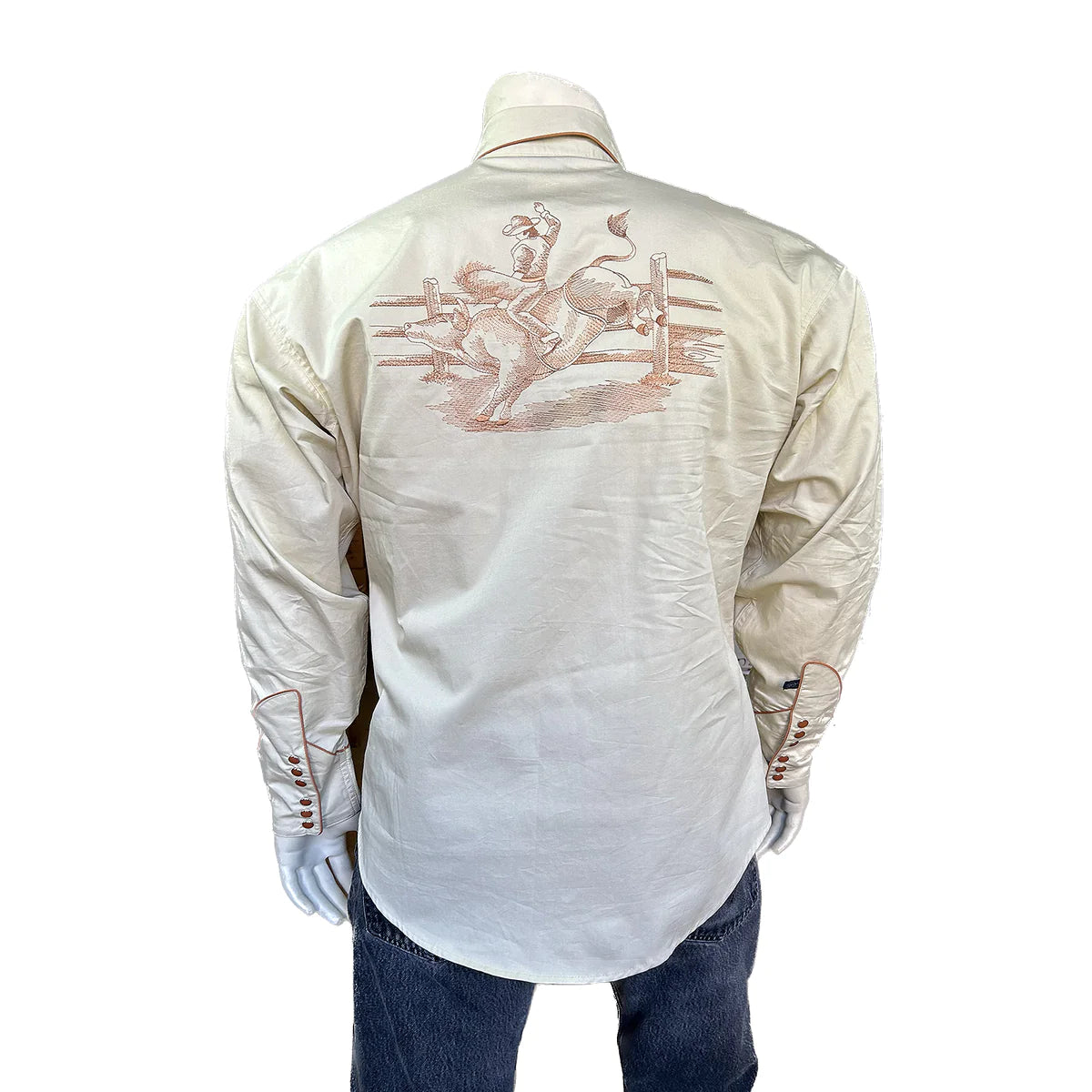 Rockmount Men's Bull Rider Shirt Back Khaki