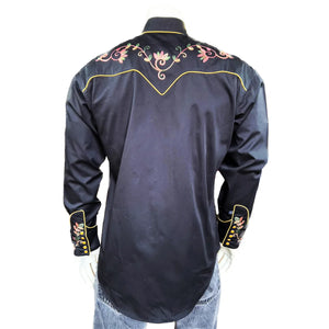 Rockmount Men's Variegated Floral Shirt Black Back