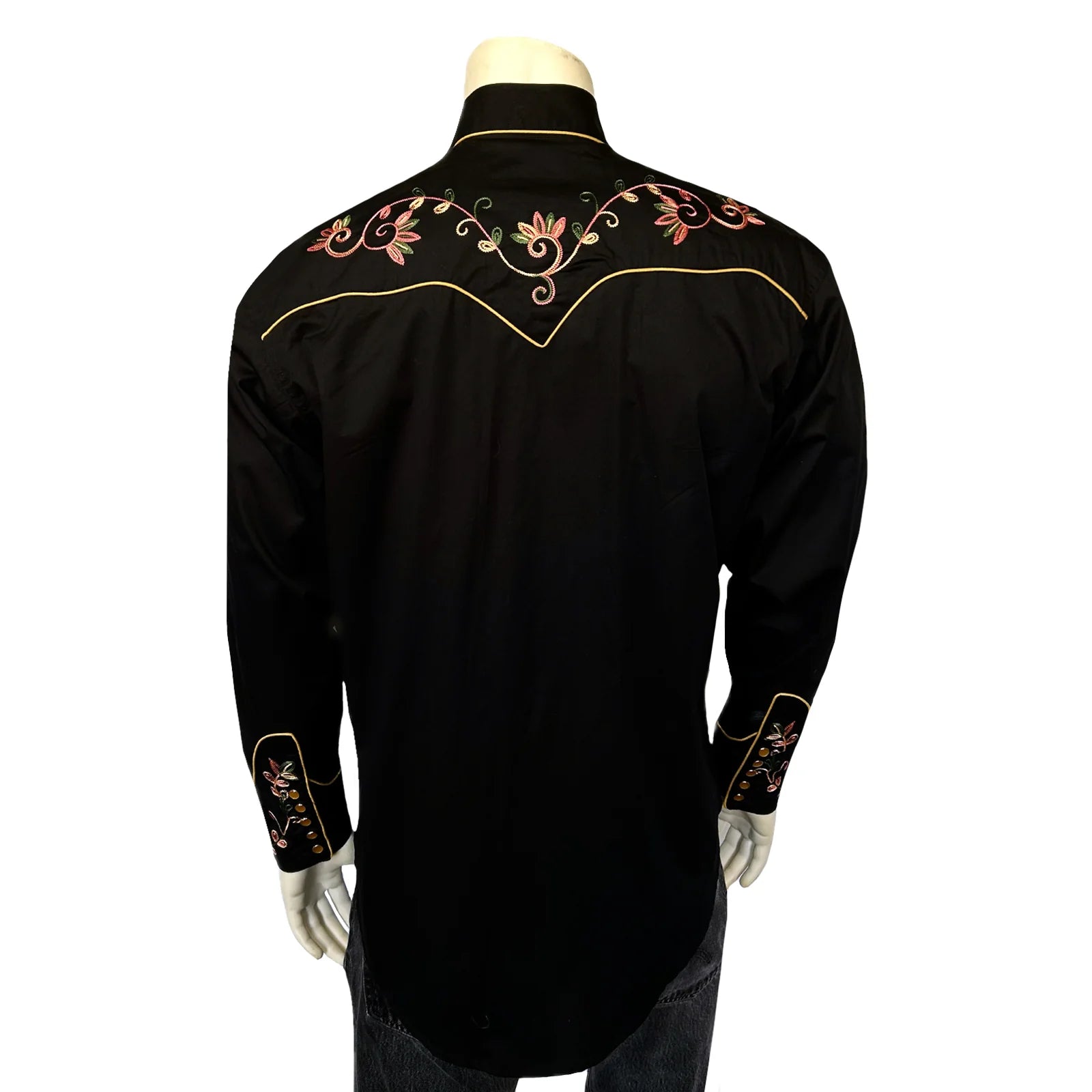 Rockmount Men's Variegated Floral Shirt Black Back
