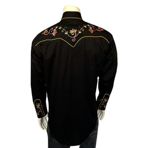 Rockmount Men's Variegated Floral Shirt Black Back