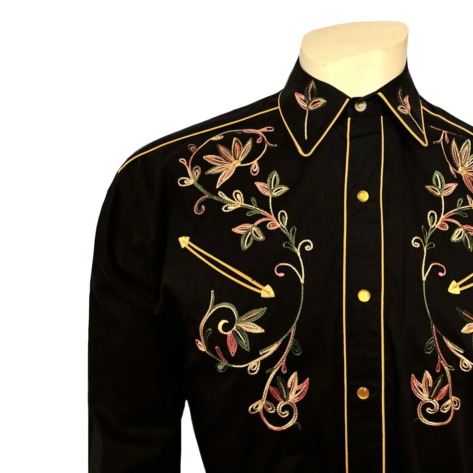 Rockmount Men's Variegated Floral Shirt Black Front