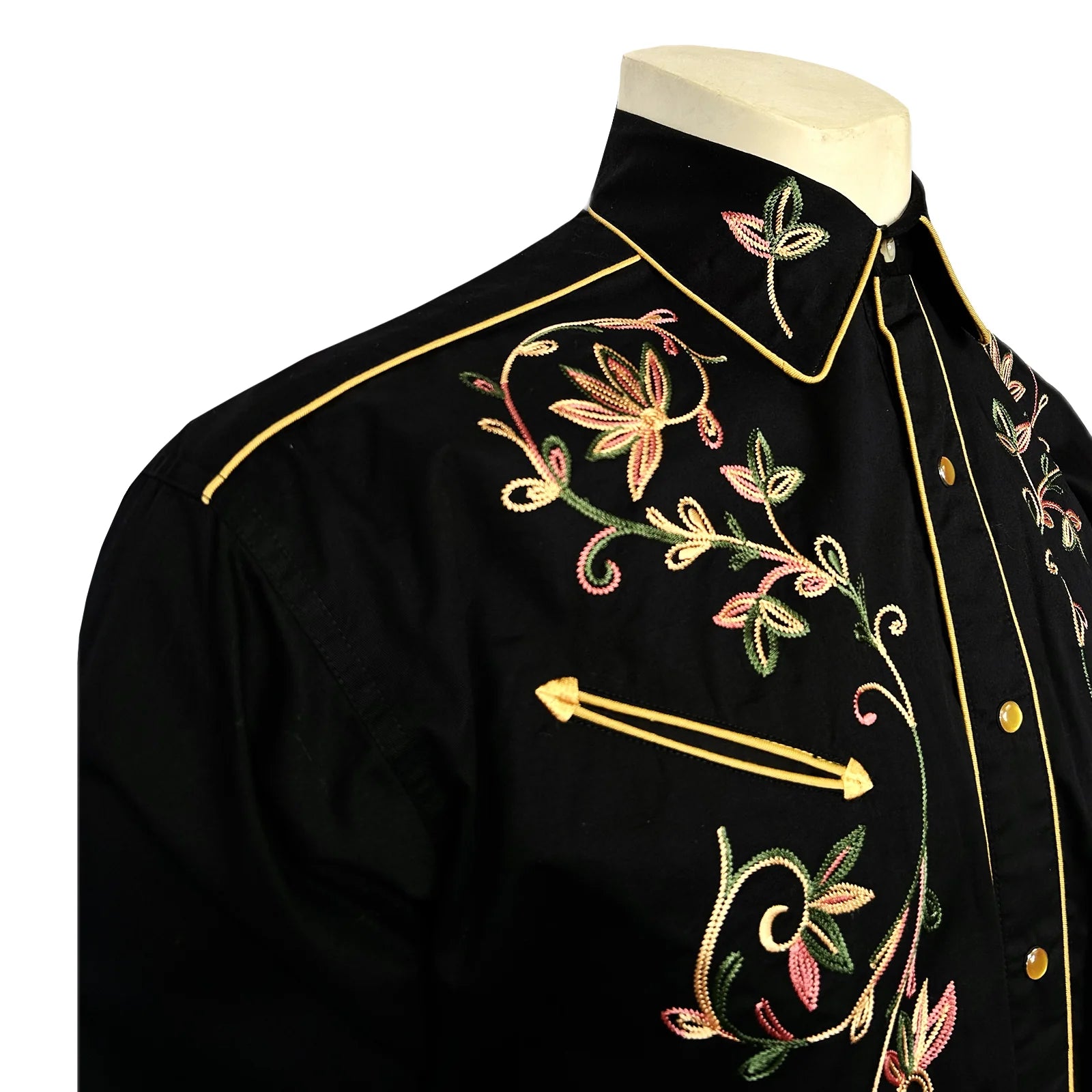 Rockmount Men's Variegated Floral Shirt Black Front