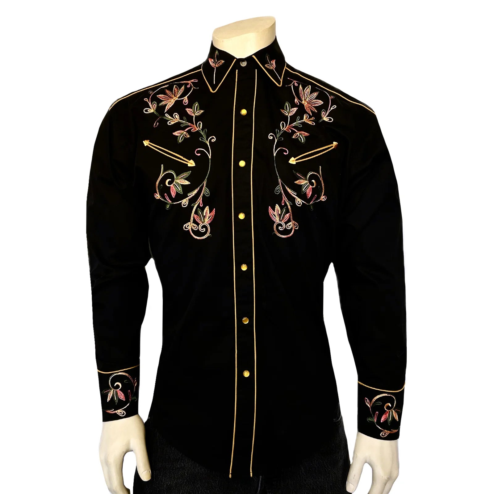 Rockmount Men's Variegated Floral Shirt Black Front