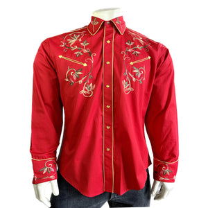 Rockmount Men's Variegated Floral Shirt Red Front