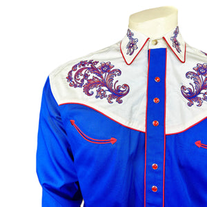 Rockmount Ranch Wear Men's Embroidered Floral Royal Front