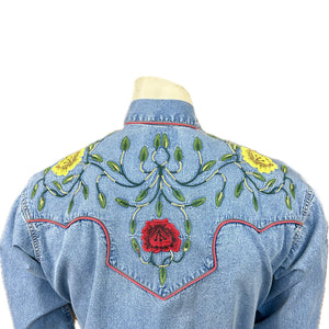 Rockmount Ranch Wear Men's Vintage Western Shirt Fancy Floral Denim Back