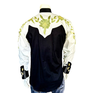Vintage Inspired Western Shirt Men's Rockmount Ranch Wear 2 Tone Embroidery Back