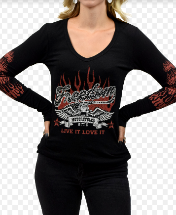Liberty Wear Ladies' Top Freedom Motorcycle Live It Love It