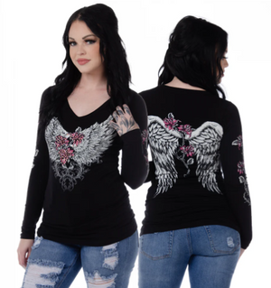 Liberty Wear Barbed Wire and Roses Top #117293