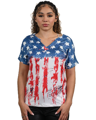 Liberty Wear Ladies' New Old Glory Top Front