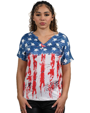 Liberty Wear Ladies' New Old Glory Top Front