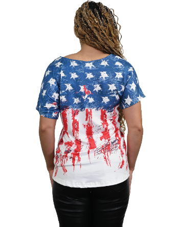 Liberty Wear Ladies' New Old Glory Top Front