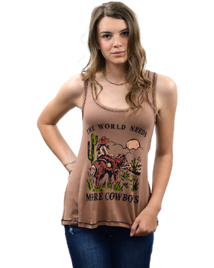 Liberty Wear Ladies' World Needs More Cowboys Tank Front