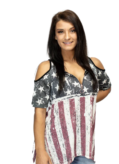 Liberty Wear Ladies' Faded Old Glory Top