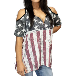 Liberty Wear Ladies' Faded Old Glory Top