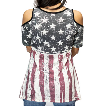 Liberty Wear Ladies' Faded Old Glory Top