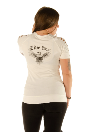 Liberty Wear Ladies' Short Sleeve Tee Shirt Live Free Front