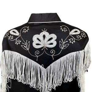 Vintage Inspired Western Shirt Ladies Rockmount Fringe Black Back