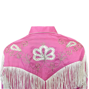 Rockmount Ranch Wear Ladies' Vintage Inspired Fancy Fringe Shirt Pink Back