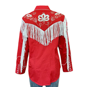 Vintage Inspired Western Shirt Ladies Rockmount Fringe Red Back