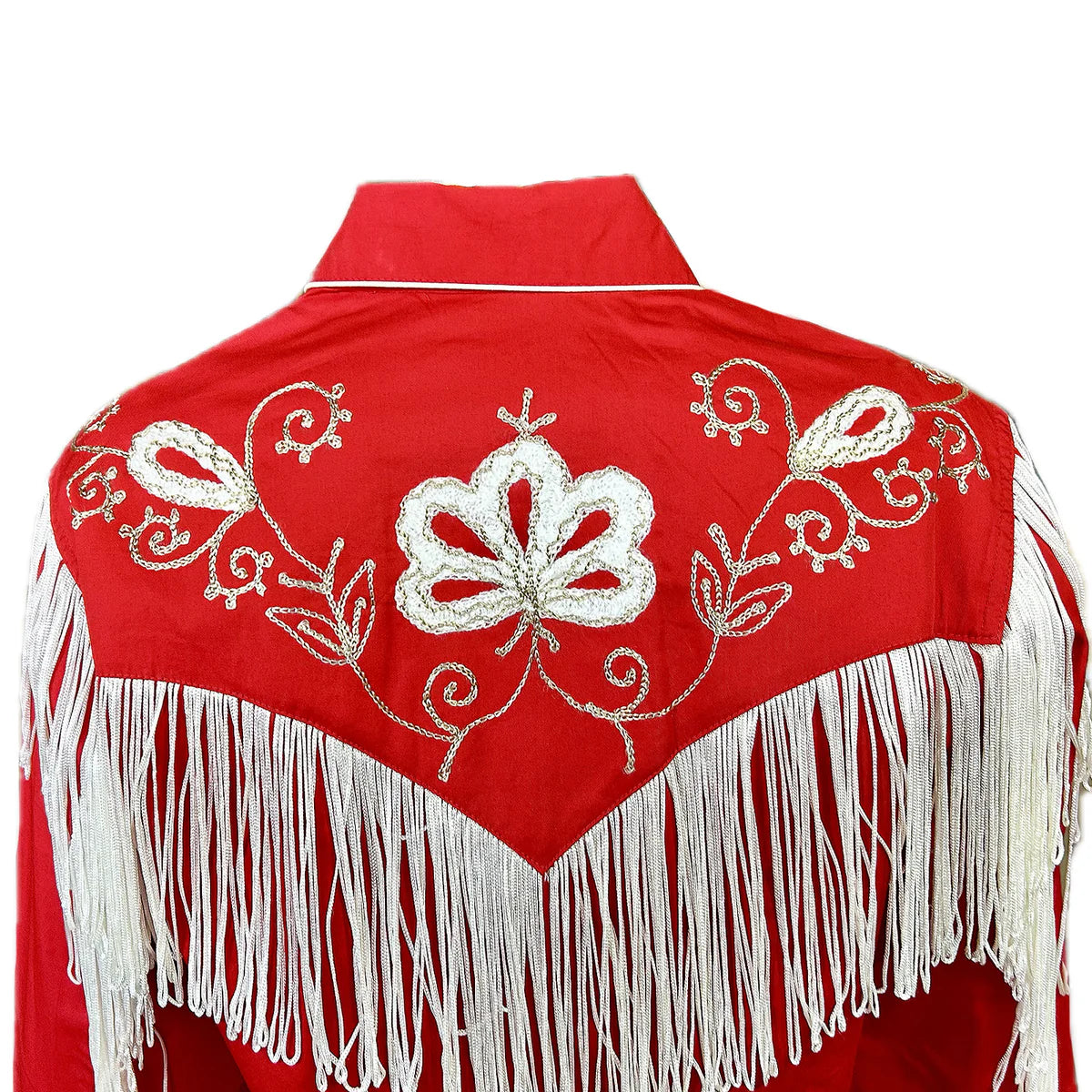 Vintage Inspired Western Shirt Ladies Rockmount Fringe Red Back