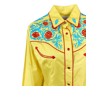 Rockmount Ranch Wear Women's Vintage Western Shirt with Fancy Floral Embroidery Front