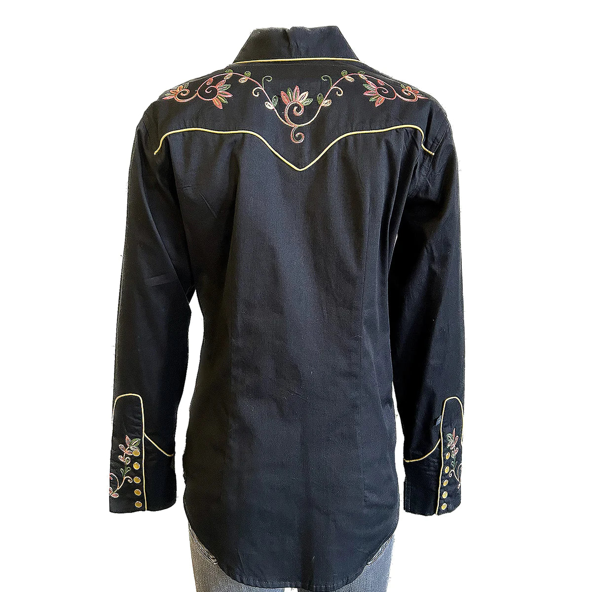 Rockmount Ranch Wear Women's Shirt Variegated Floral on Black Back