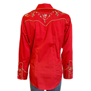 Rockmount Ranch Wear Women's Shirt Variegated Floral on Red Back