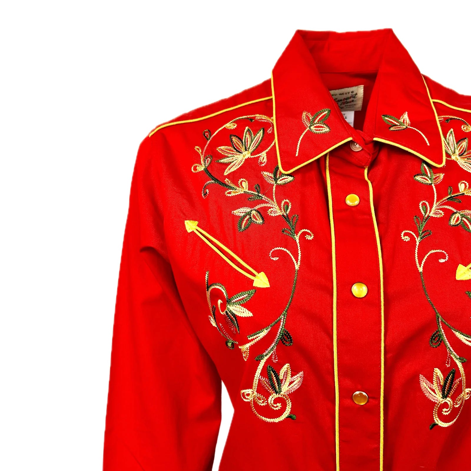 Rockmount Ranch Wear Women's Shirt Variegated Floral on Red Front