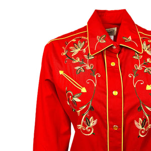 Rockmount Ranch Wear Women's Shirt Variegated Floral on Red Front