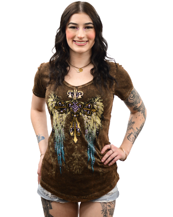 LIberty Wear Ladies' Top Teal Gradient Wings #7778