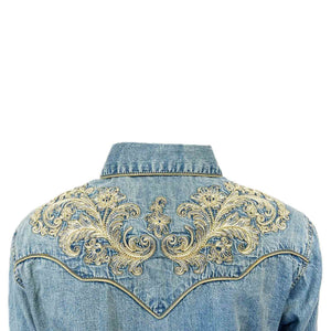 Rockmount Ranch Wear Ladies' Vintage Inspired Western Denim Shirt with Embroidery Back