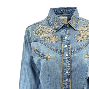 Rockmount Ranch Wear Ladies' Vintage Inspired Western Denim Shirt with Embroidery Front