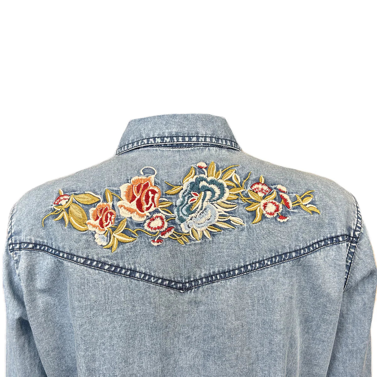 Denim shirt with floral embroidery Back
