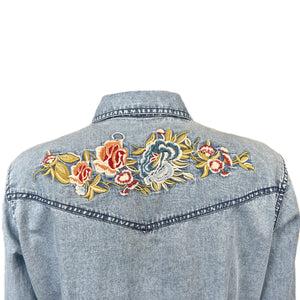 Denim shirt with floral embroidery Back
