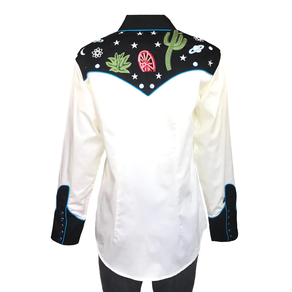 Ladies' Rockmount Cactus & Stars Embroidered Shirt Front